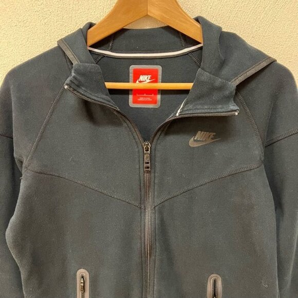 Nike Sportswear Tech Fleece Full Zip Up Black Hoodie Women's Sz L - Picture 2 of 9